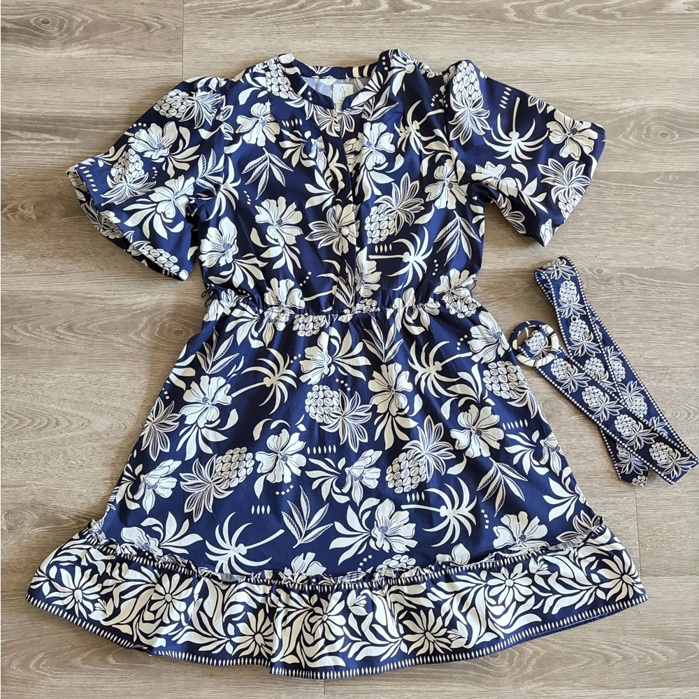 Joie Navy and White Patterned Dress